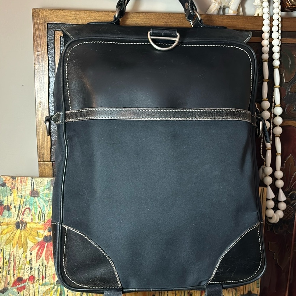 Kenneth Cole New York Black Nylon and Leather Backpack Bag Convertible Strap - Picture 10 of 13